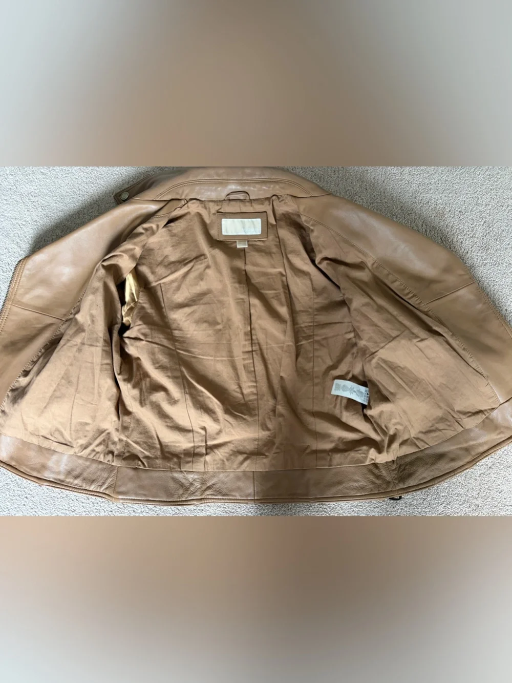 Michael Kors Caramel Brown Leather Moto Jacket